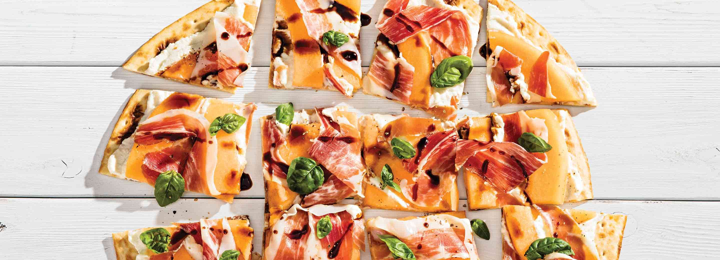 No-Bake Pizza with Ricotta, Melon & Prosciutto