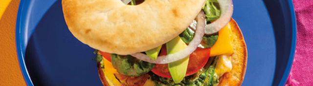 Sheet-Pan Spinach + Egg Bagel Sandwiches