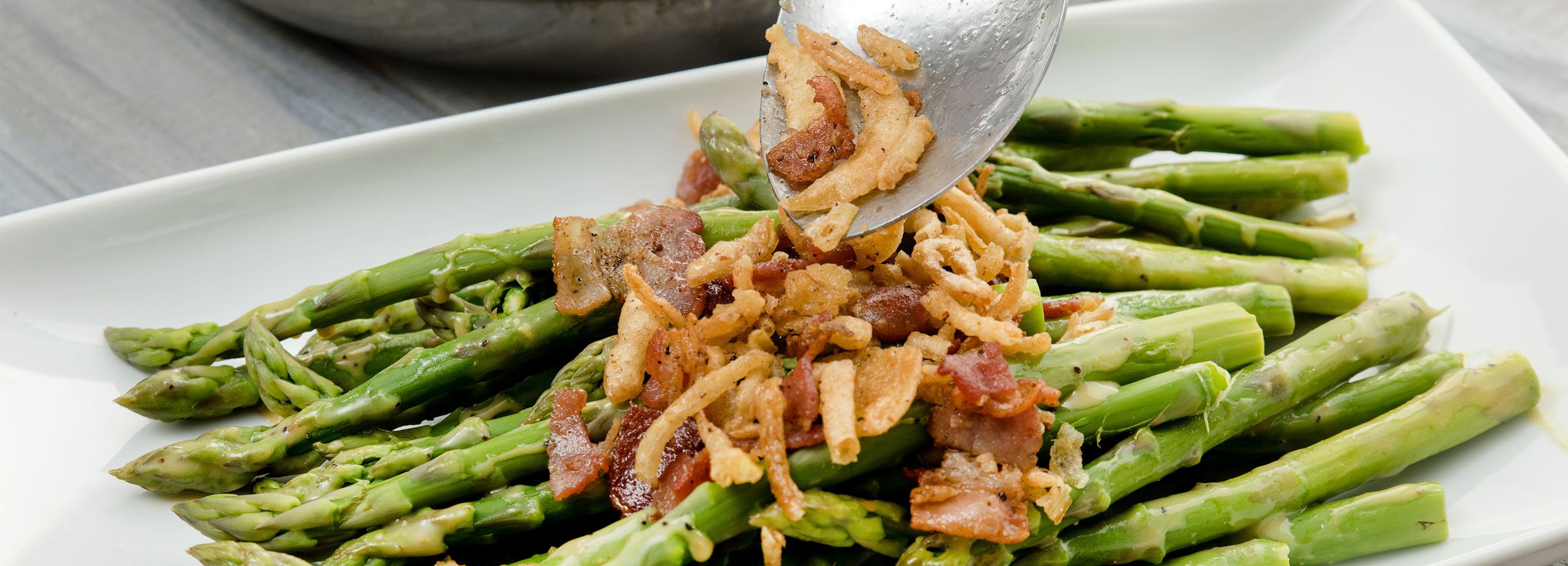 Mustard Glazed Asparagus with Bacon and Crispy Onions | Schnucks