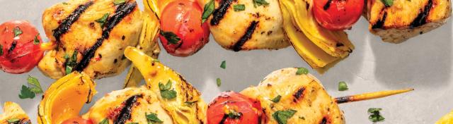 Chicken, Tomato and Artichoke Kabobs