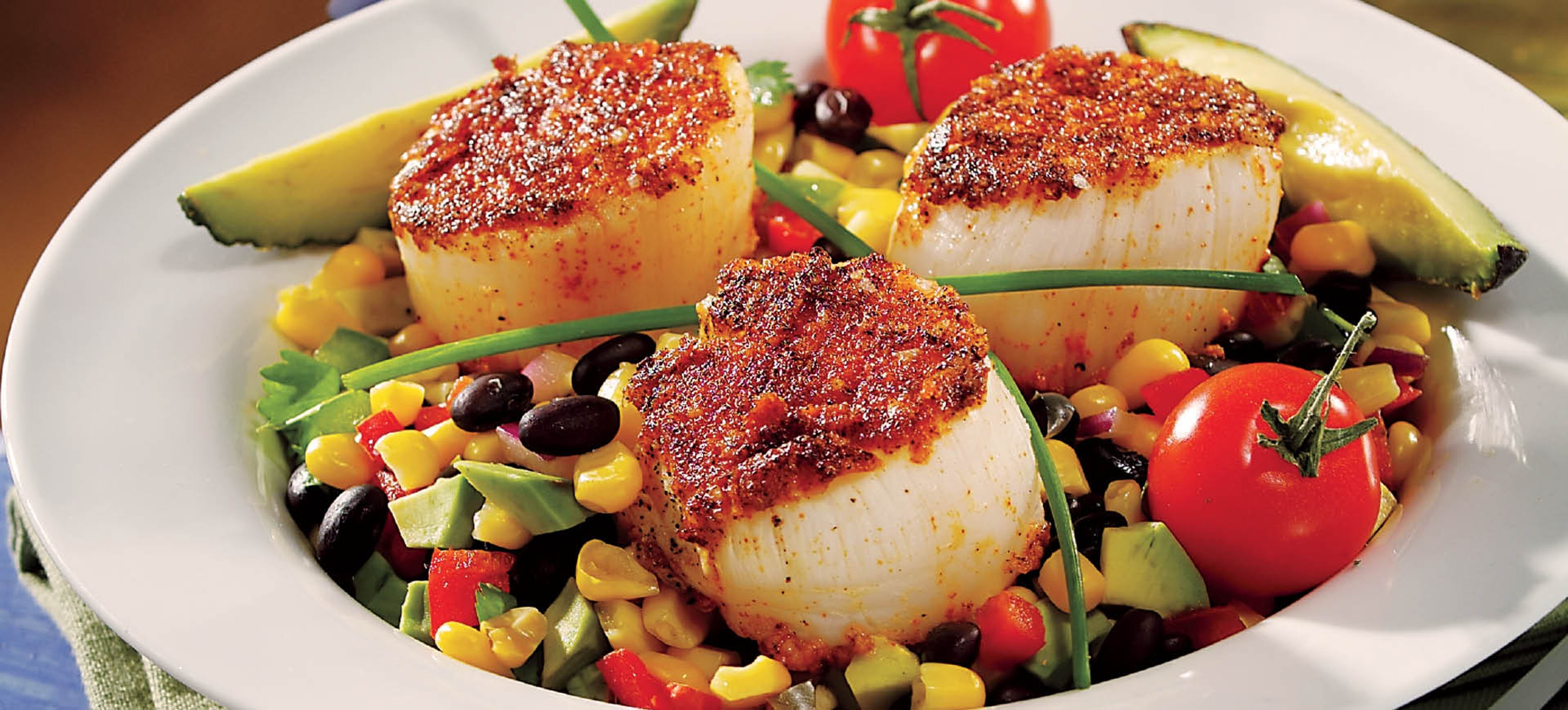 Seared Scallops with Black Bean Relish