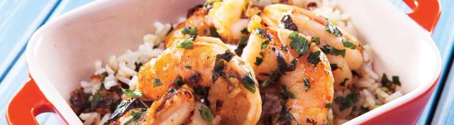 Shrimp Scampi over Rice