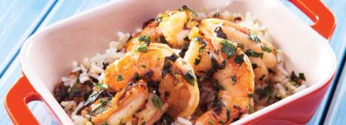 Shrimp Scampi over Rice