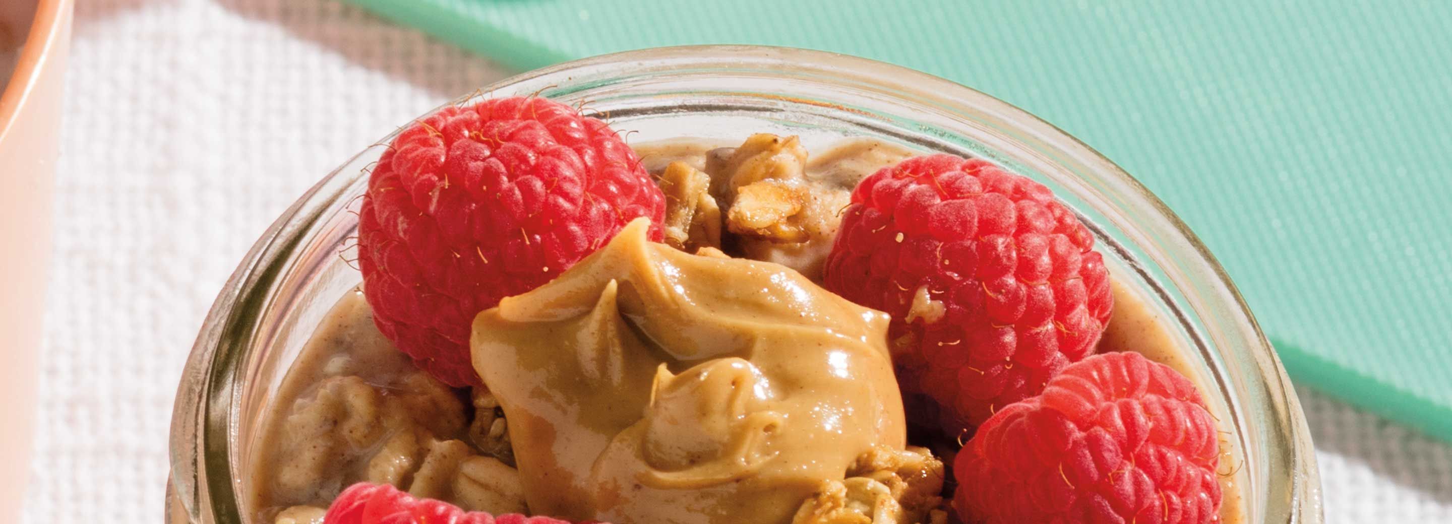 Ultra Overnight Oats with Peanut Butter & Raspberries