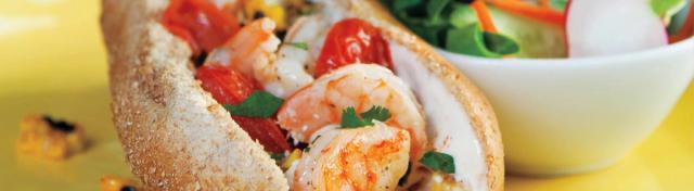 Grilled Shrimp, Corn & Tomato Rolls with Lime Mayo