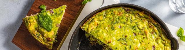 Salmon Frittata with Arugula and Pesto