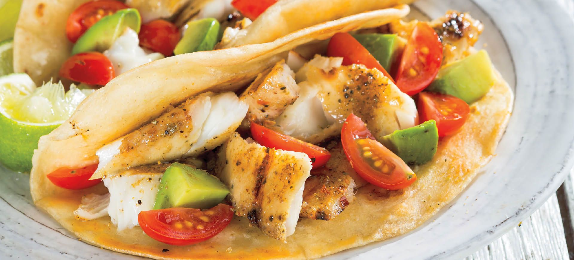 Grilled Fish Tacos with Seasoned Sour Cream