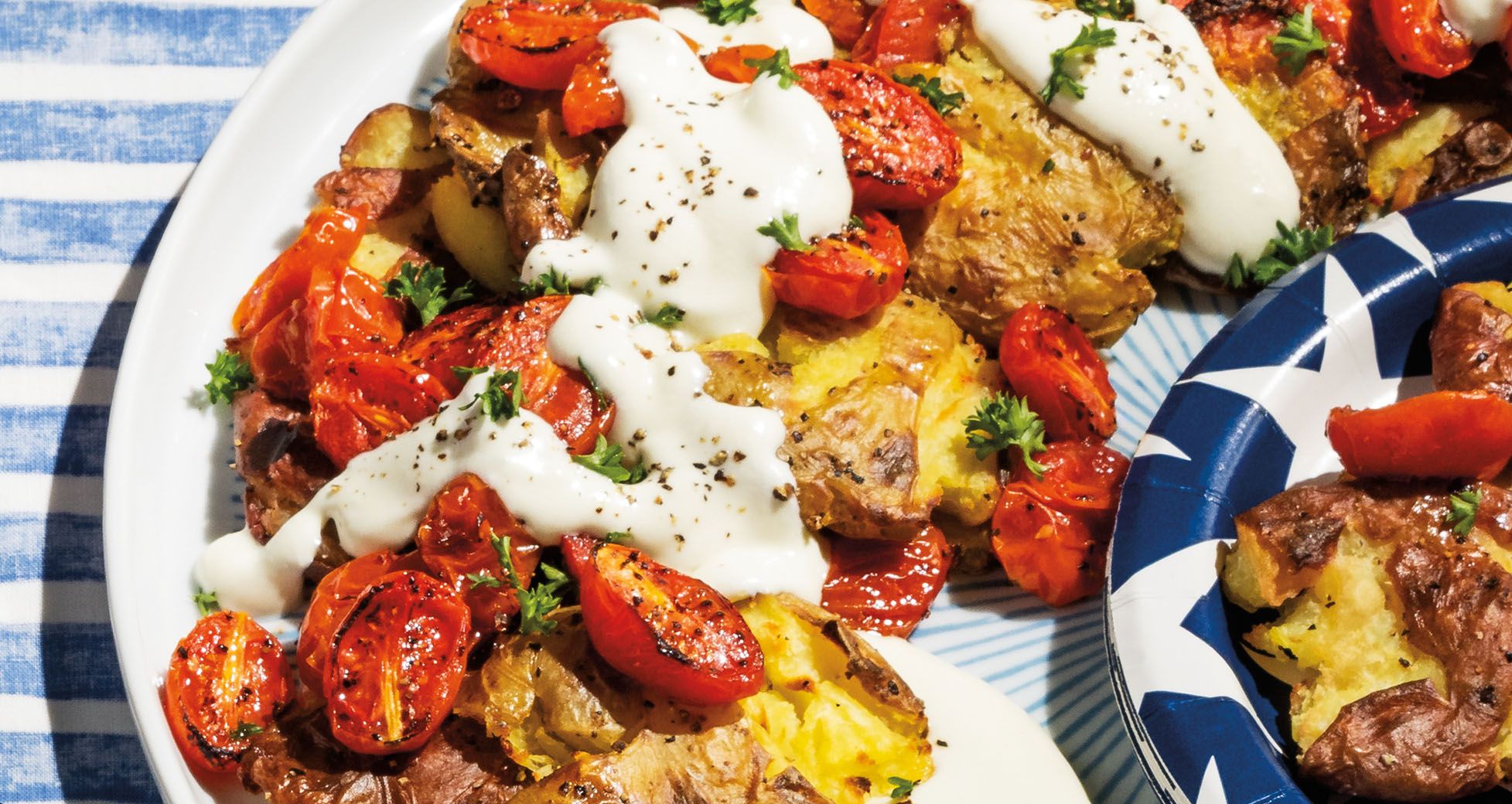Smashed Potatoes With Whipped Feta and Charred Tomatoes | Schnucks