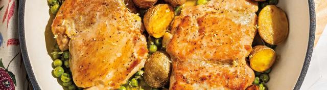 Lemon-Garlic Chicken and Peas With Baby Potatoes