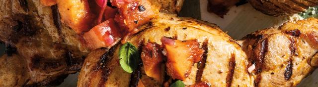 Grilled Pork Chops With Charred-Peach Chutney