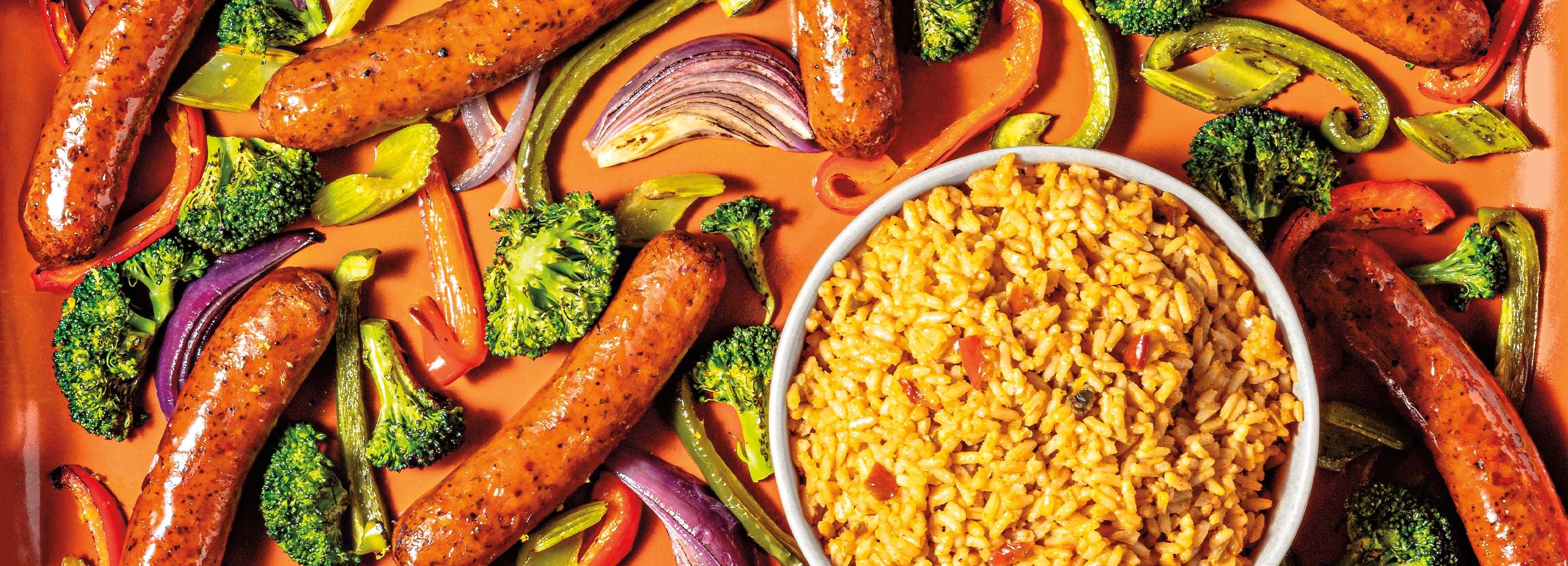 Sheet Pan Andouille Sausage with Jambalaya Rice Schnucks