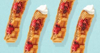 Raspberry Protein Waffle Sticks + Yogurt Dip