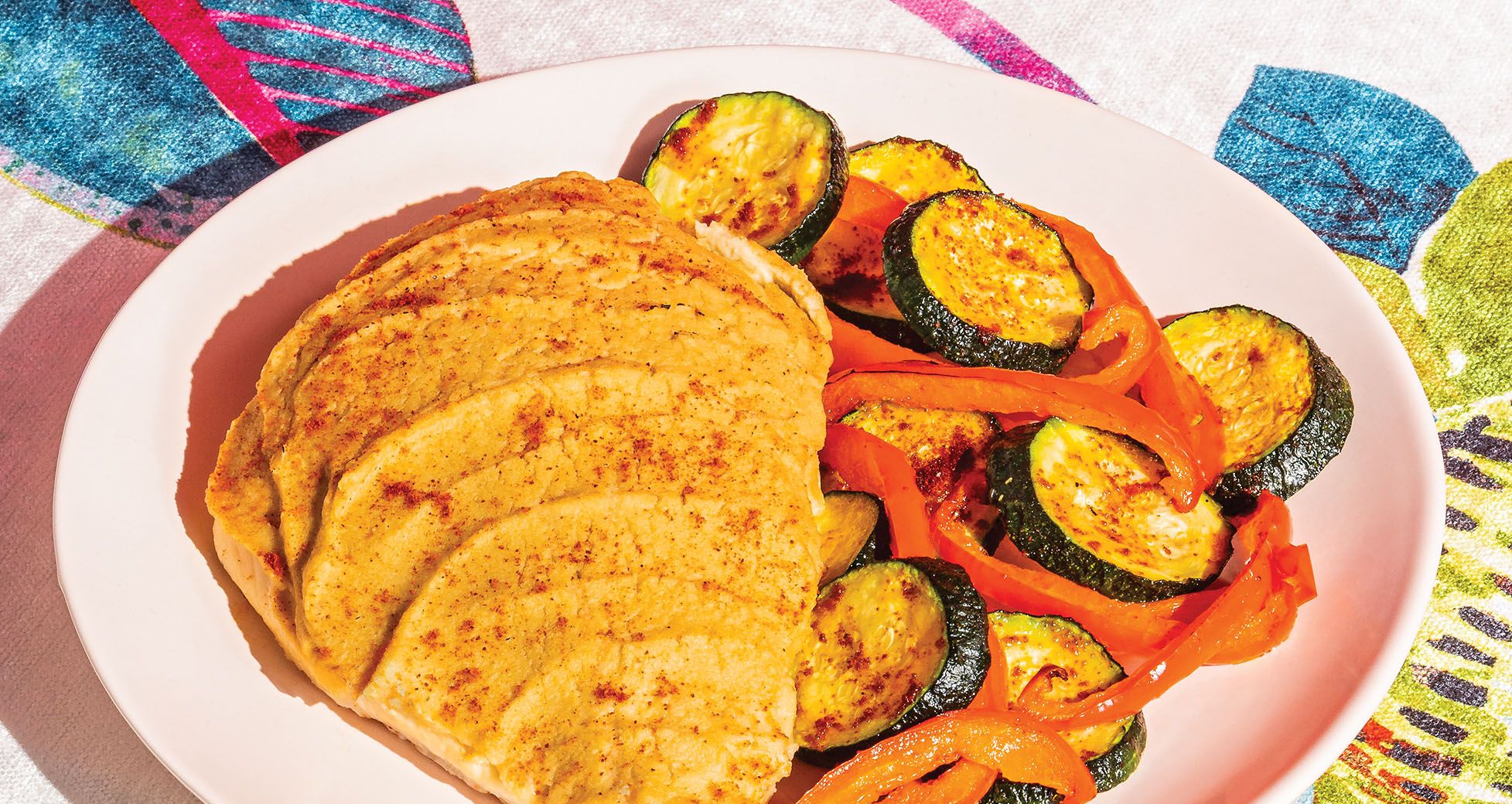 Hummus-Crusted Chicken With Veggies