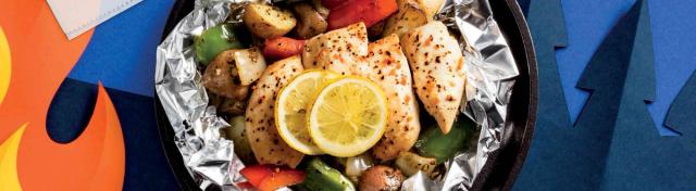 Lemon Chicken Foil Packets with Charred Veggies