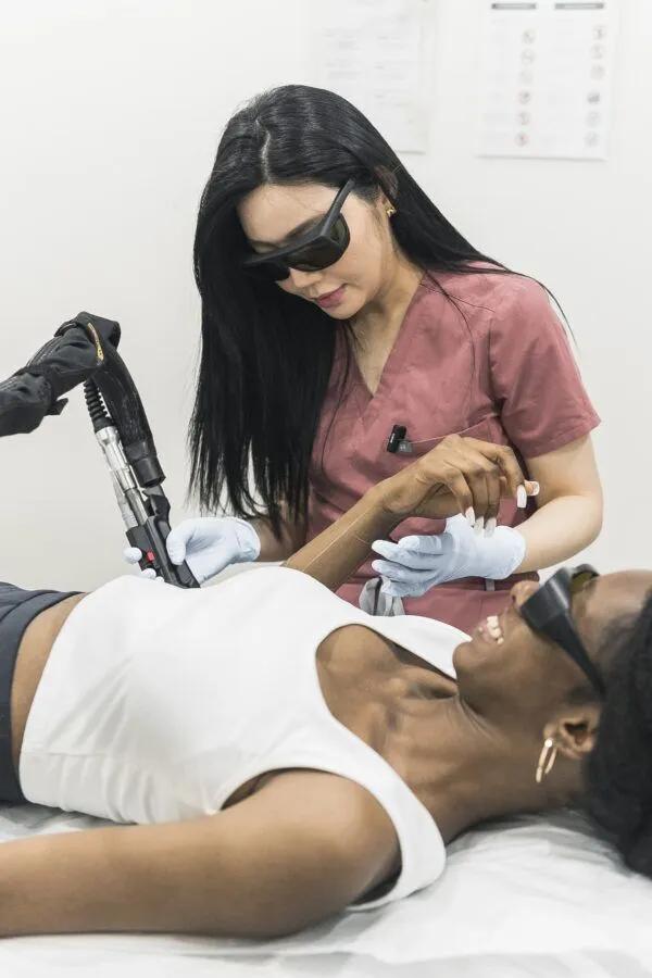 Laser hair removal session
