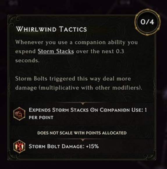 Whirlwind Tactics node grants +15% More Damage to Storm Bolt