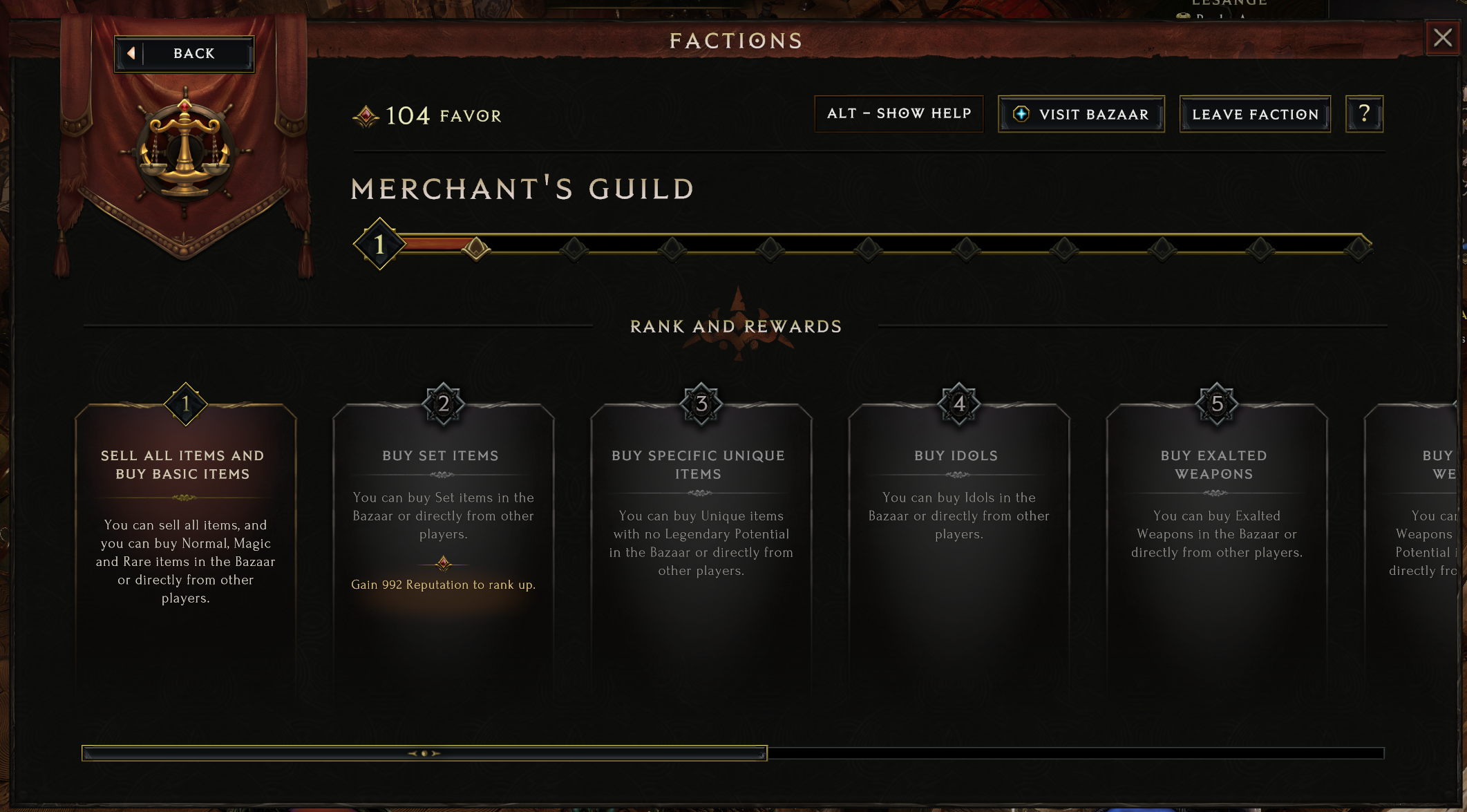 Merchant's Guild Reputation and Ranks