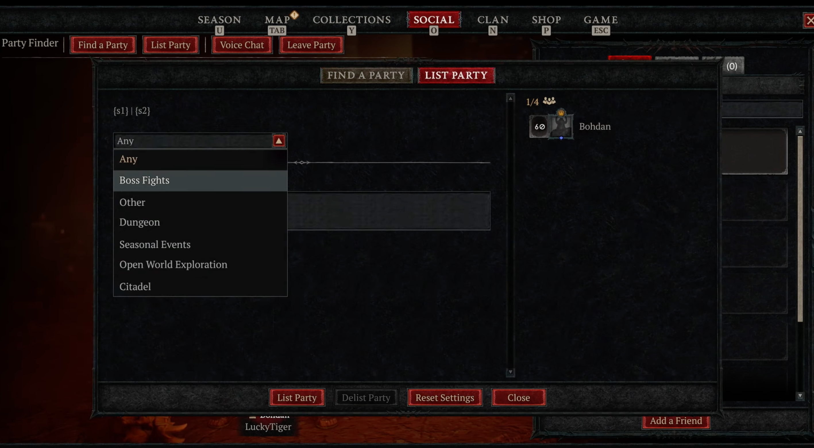 new Party Finder interface