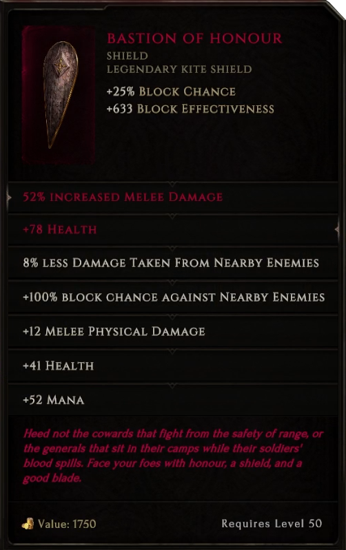 Legendary item with 2 affixes transfered