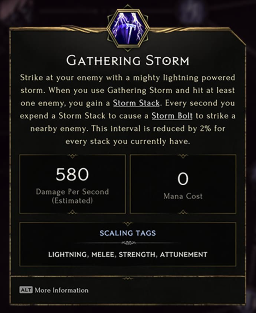 Gathering Storm is a Lightning type Spell