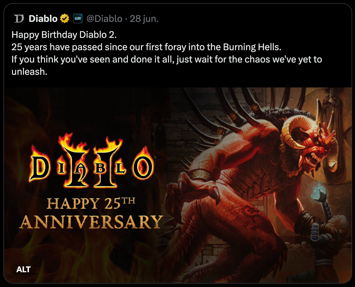 Diablo 2 Anniversary Post