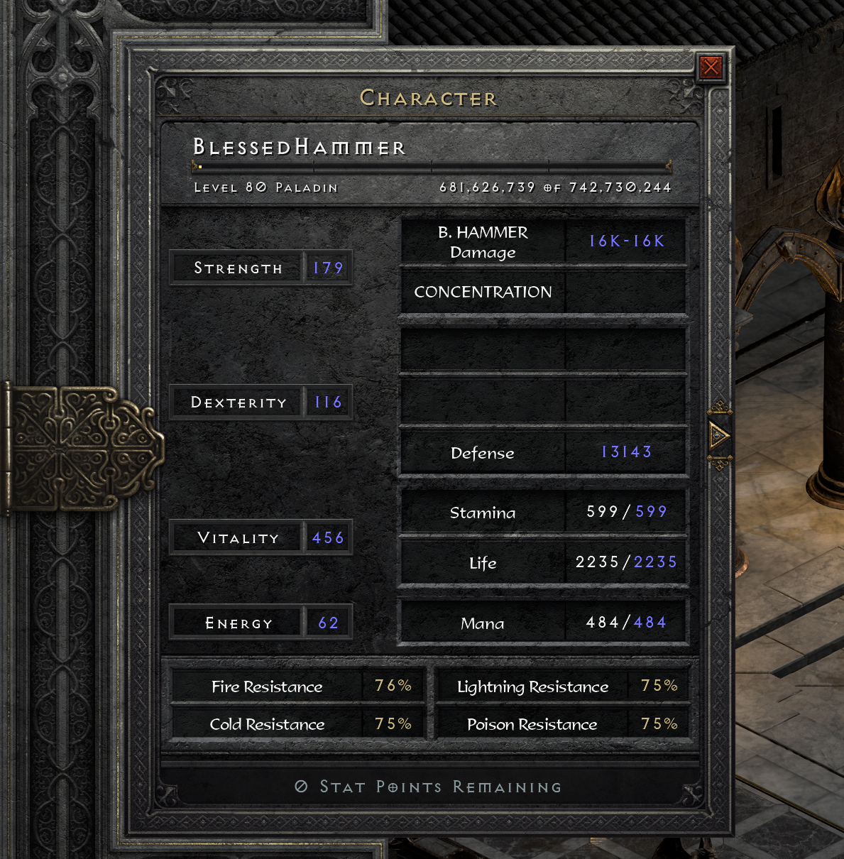 Hammerdin Stat Point Allocation