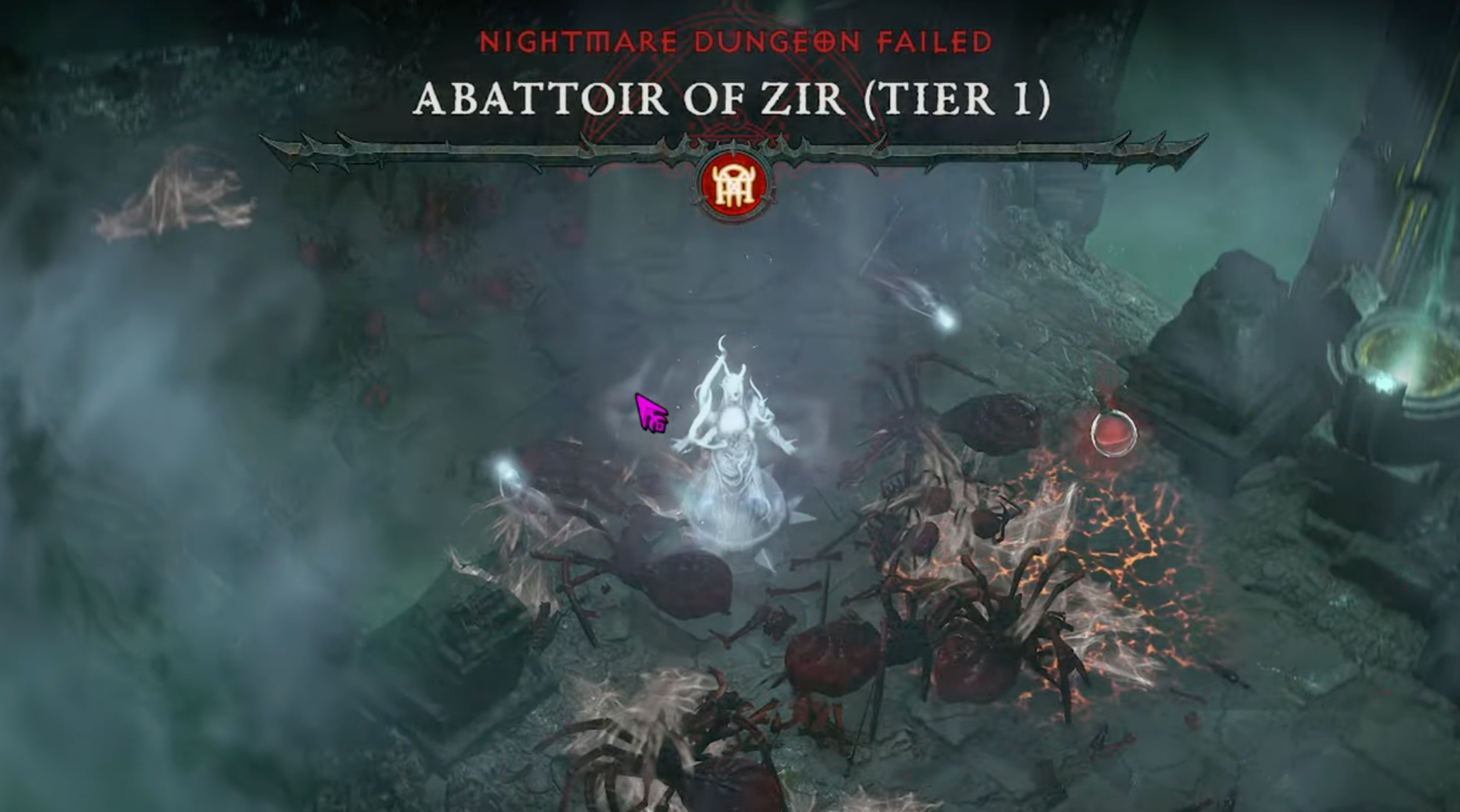 Player dying in the Abattoir of Zir