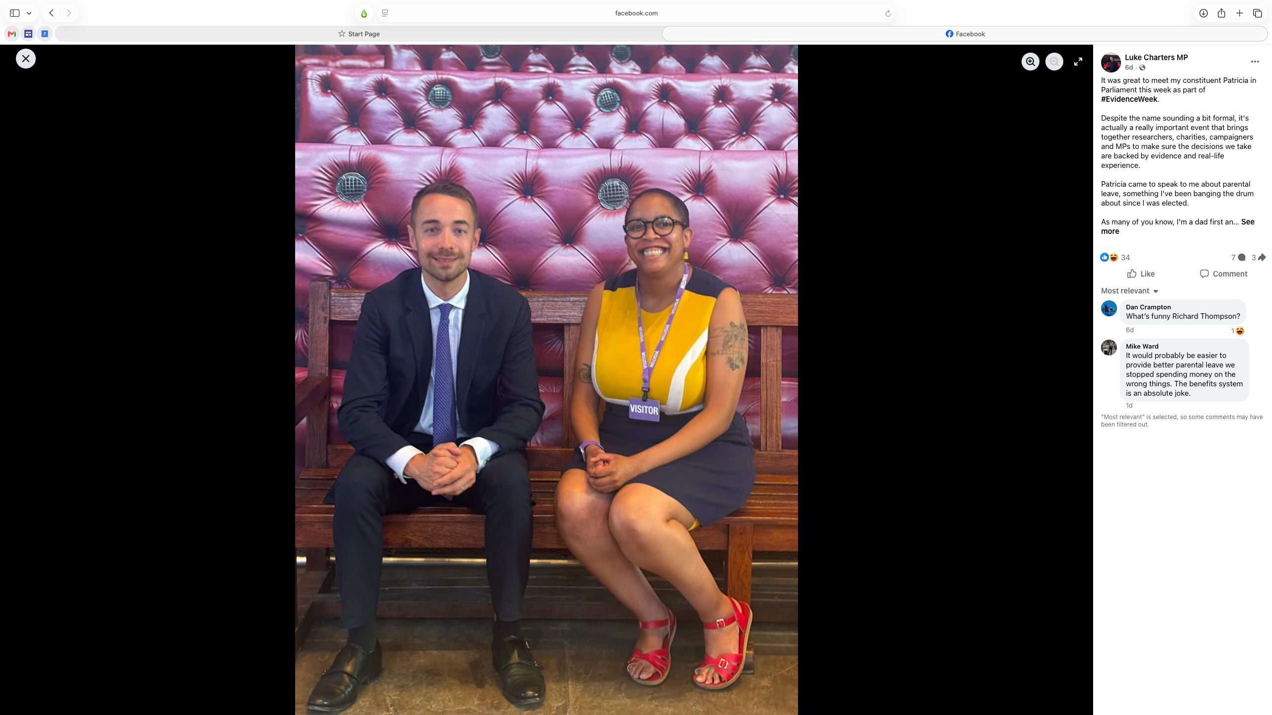 Dr Hamilton meets Luke Charters MP at Evidence Week