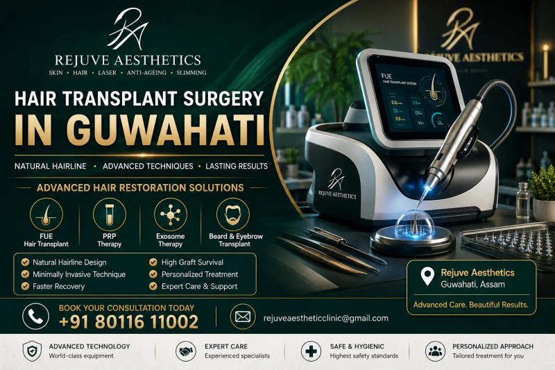 Best Hair Transplant Surgery in Guwahati at Rejuve Aesthetics featuring advanced FUE hair restoration treatment and natural hairline design