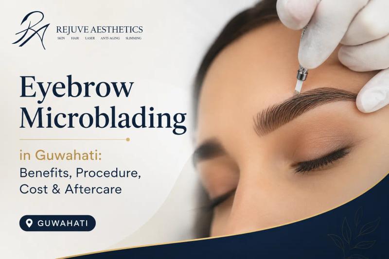 Eyebrow microblading in Guwahati at Rejuve Aesthetics showing a professional microblading procedure for natural-looking eyebrows.