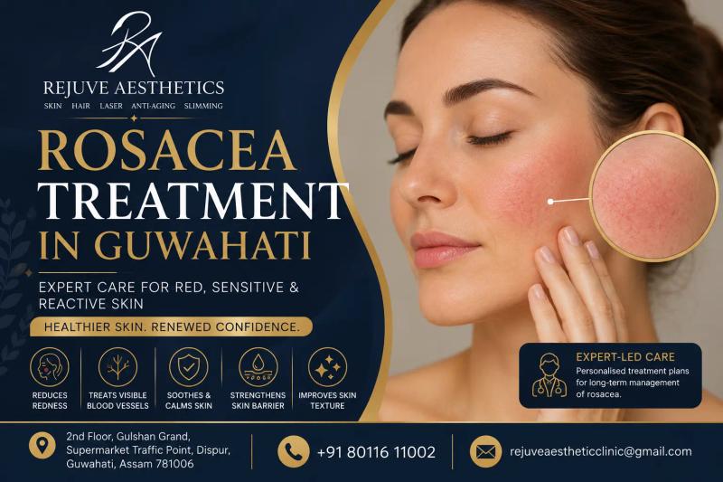 Rosacea treatment in Guwahati at Rejuve Aesthetics for facial redness, sensitive skin, and visible blood vessels.