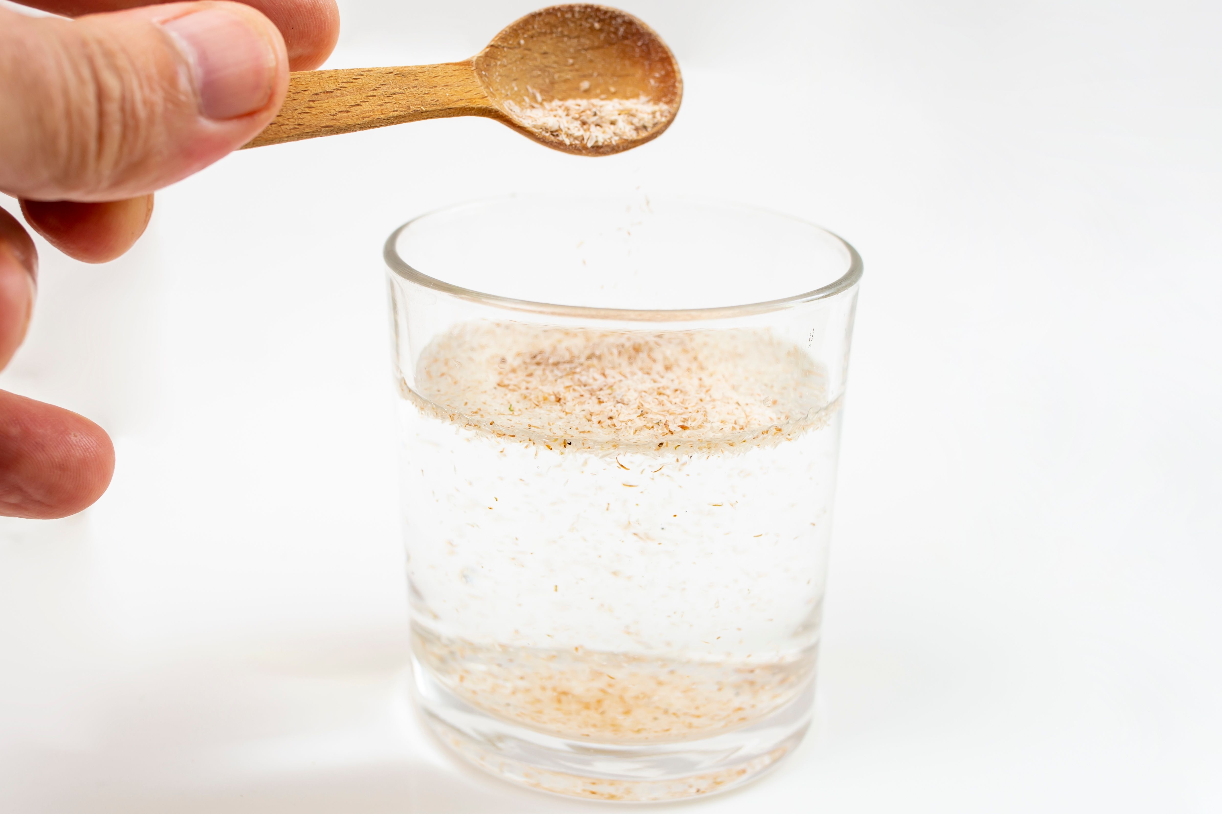 A glass of water containing psyllium husk