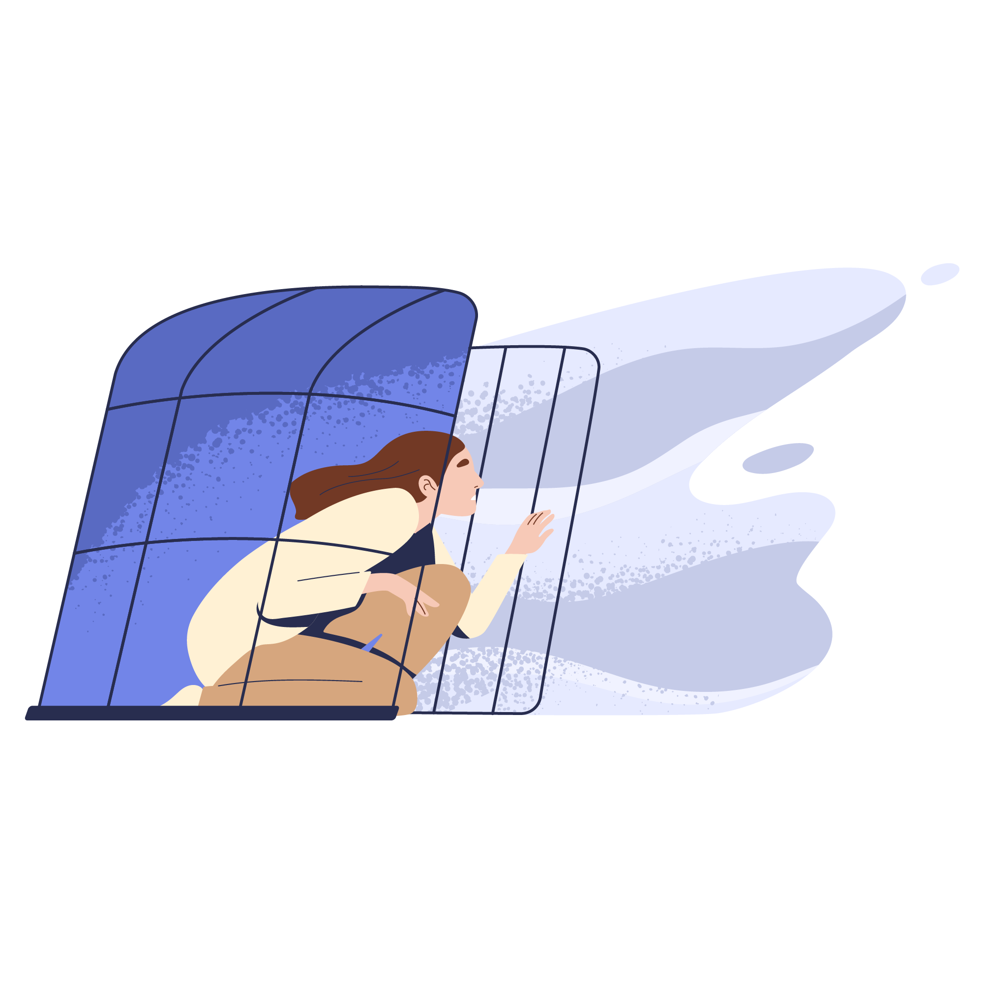 Lady coming out of cage