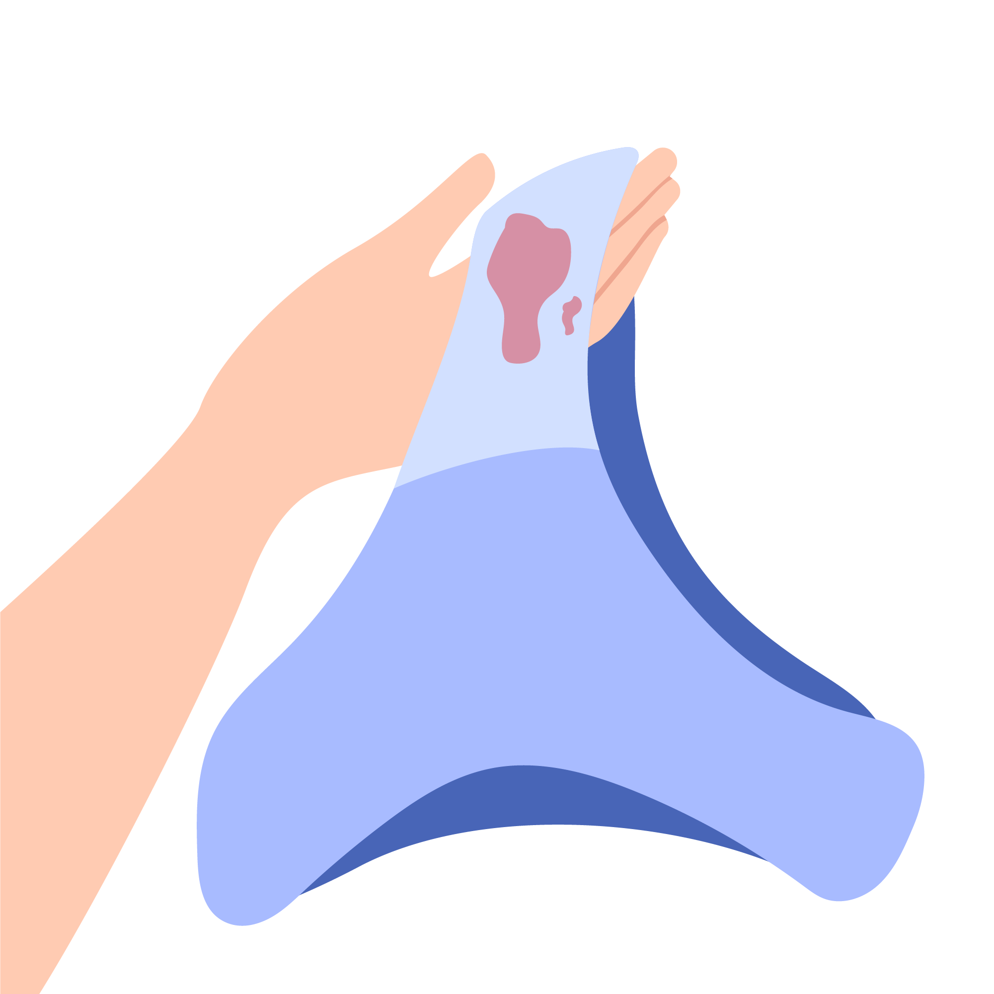 A person holding underwear with pink discharge