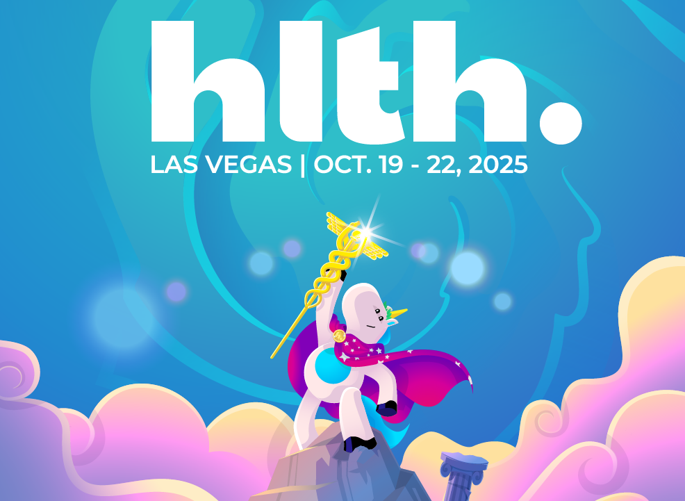 HLTH 2025 conference banner, held in Las Vegas from Oct 19 to 22, 2025.