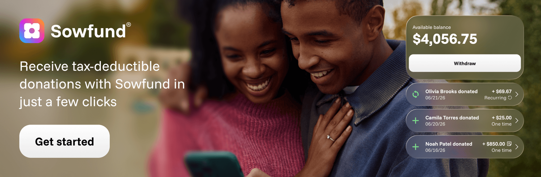 Sowfund — Receive tax-deductible donations in just a few clicks. Get started.