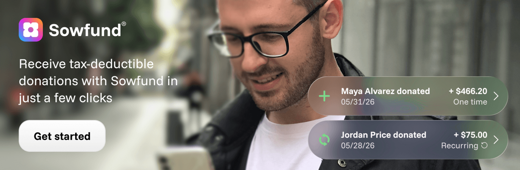 Sowfund - Get Started - Man looking down on phone