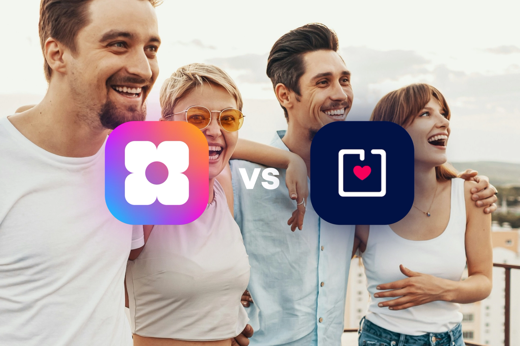 Sowfund vs Donorbox — a comparison graphic showing both app logos side by side over a background photo of four smiling friends with their arms around each othe…Sowfund vs Donorbox — a comparison graphic showing both app logos side by side over a background photo of four smiling friends with their arms around each other.