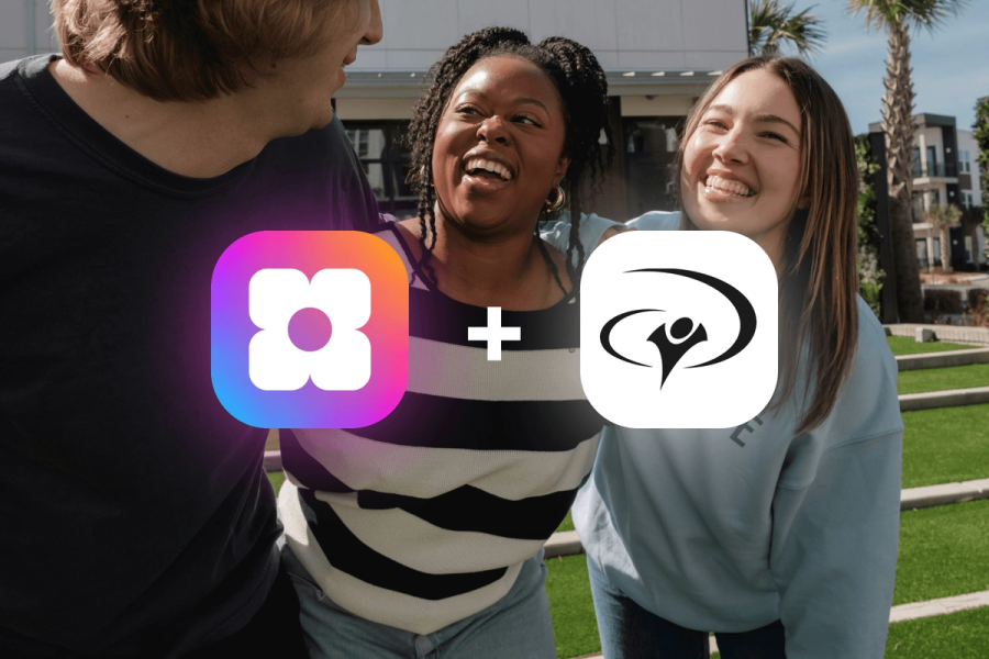 A partnership graphic showing the Sowfund and YWAM logos side by side, overlaid on a photo of three people laughing together outdoors.