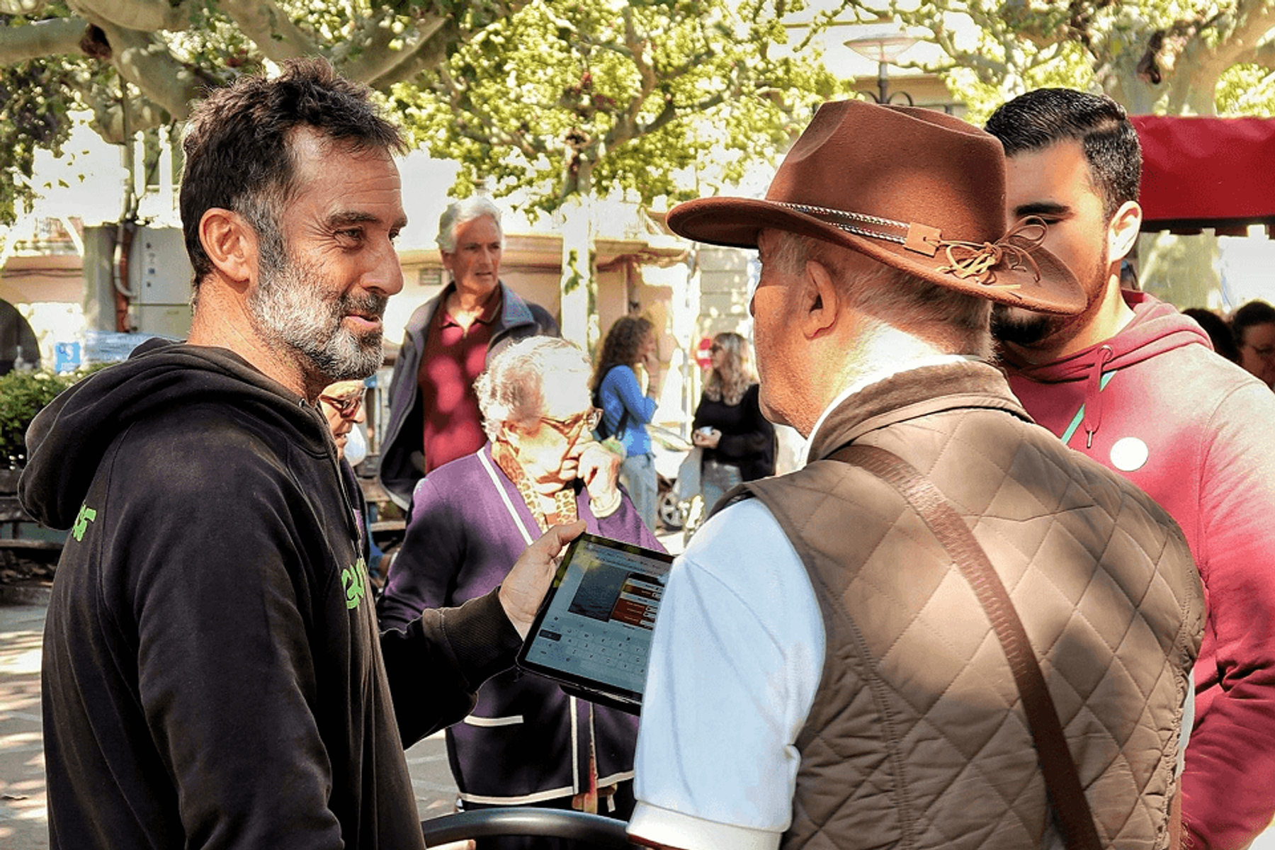 Man standing and talking together