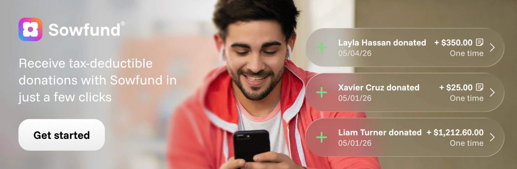 Sowfund — Receive tax-deductible donations in just a few clicks. Get started.