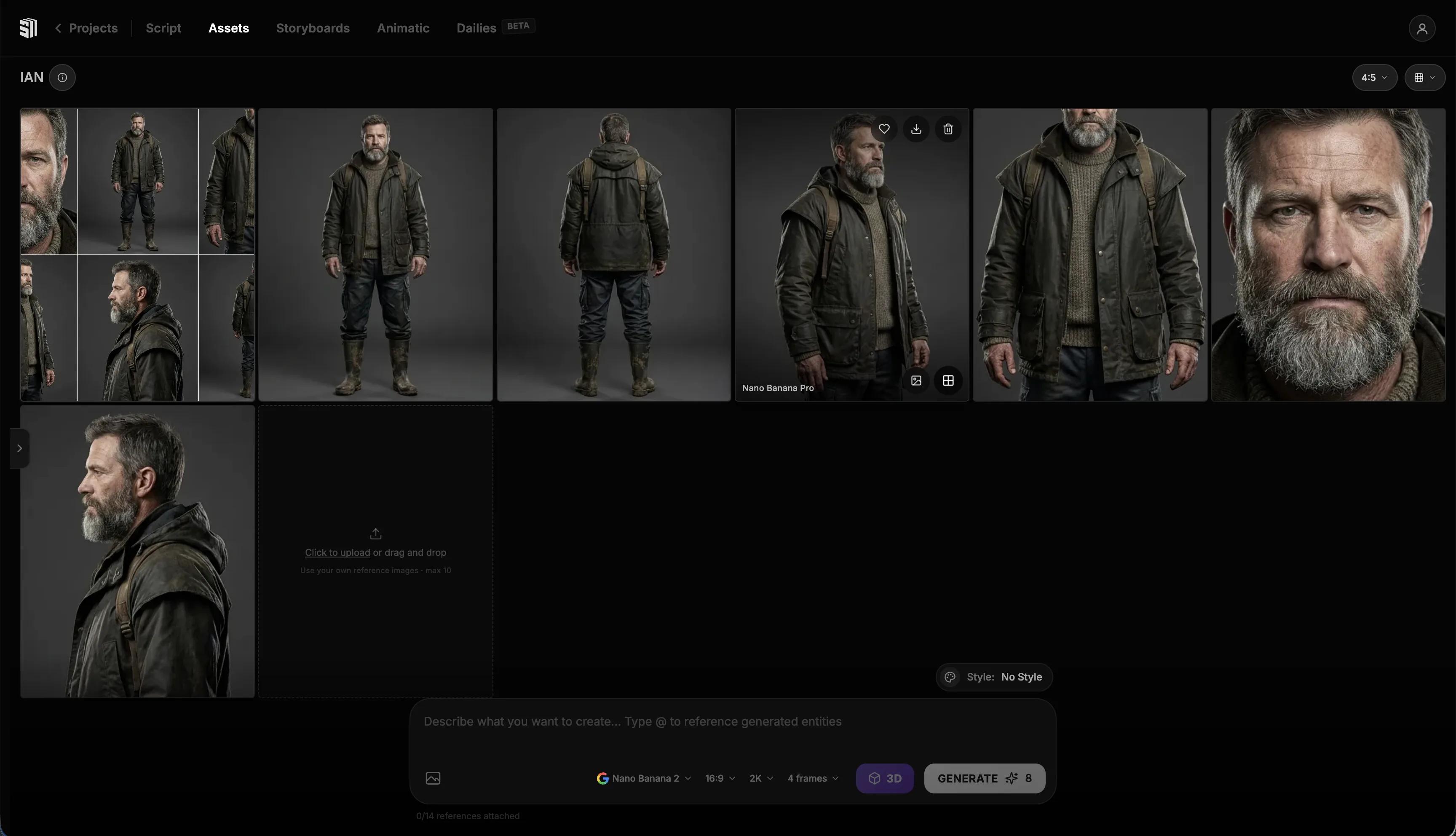 Character consistency in Storytella