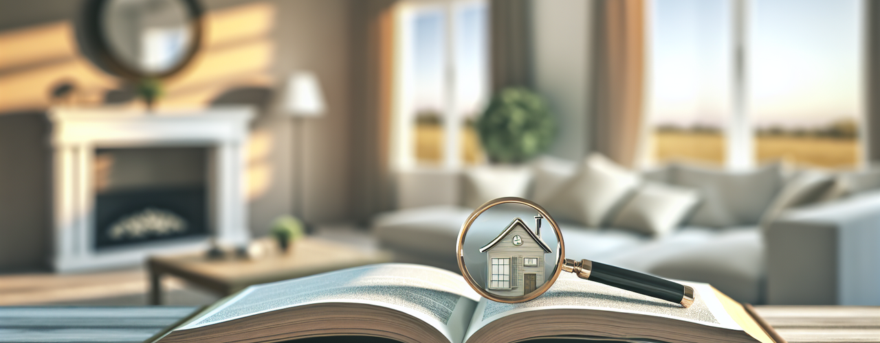 A magnifying glass over a tiny house coming out of a book