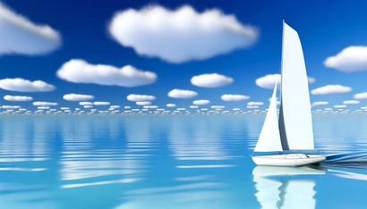 A sailboat out to sea under a blue sky with white clouds