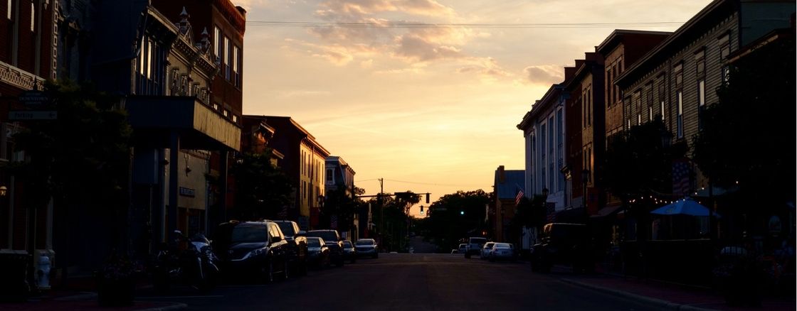 Sunset in a small town