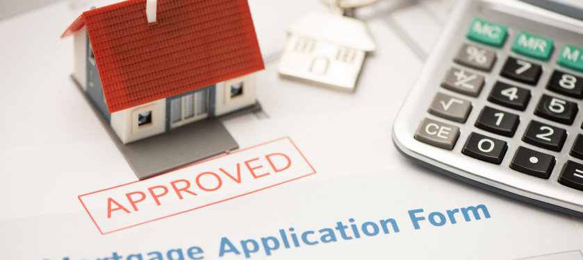 A stamp on paper that says, "Approved: Mortgage Application Form."