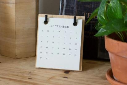 A calendar for the month of September on a desk next to a plant; photo by Blessing Ri on Unsplash