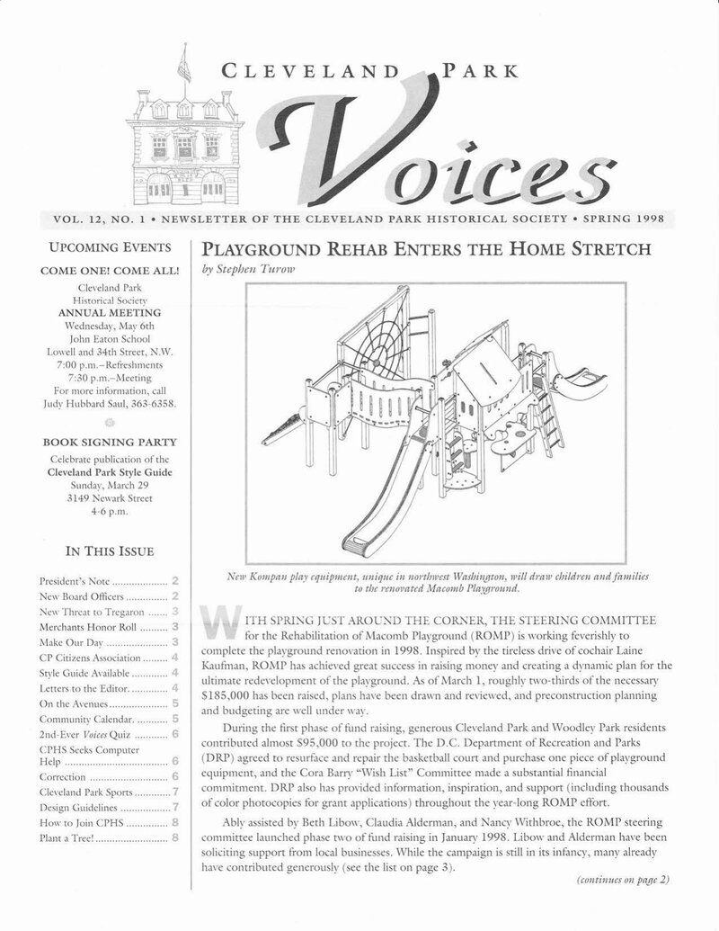 Cover of Voices Newsletter issue Spring 1998