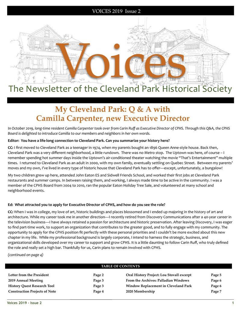 Cover of Voices Newsletter issue Fall 2019