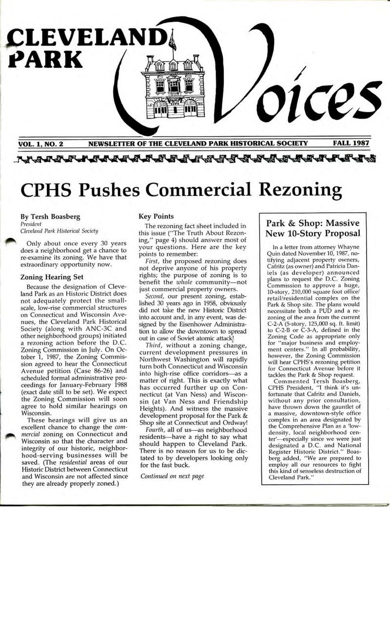Cover of Voices Newsletter issue Fall 1987